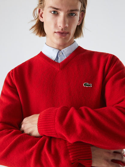 Lacoste Sweater de Algodão Com Gola Em Bico