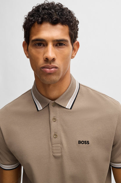 Boss Polo Em Piqué De Algodão