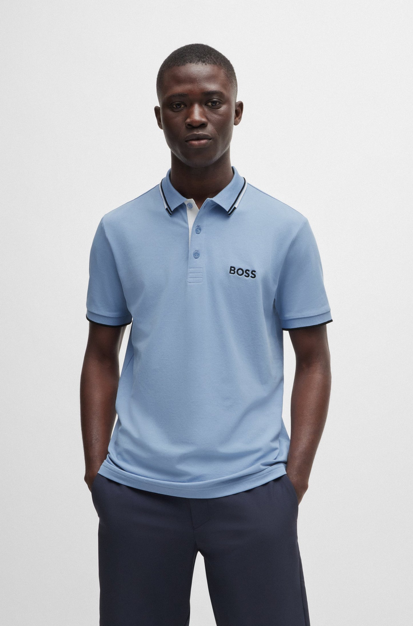 Boss Polo Com Contraste Na Gola